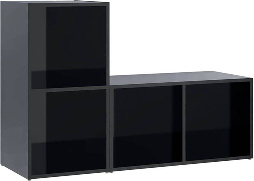 The Living Store Televisiekast Serie TV-meubel 72 x 35 x 36.5 cm Hoogglans zwart - Foto 1