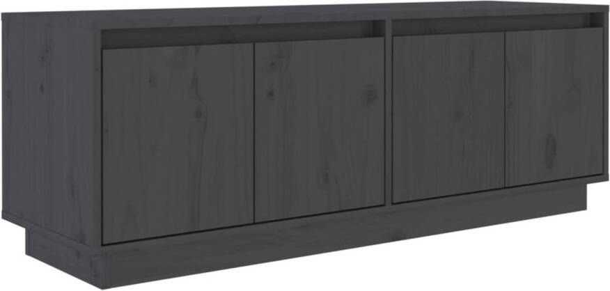 The Living Store TV-meubel Trendy en praktisch Tv-kast Afmetingen- 110 x 34 x 40 cm Kleur- Grijs Ken- Massief grenenhout Montage vereist