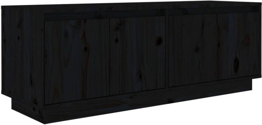 The Living Store Tv-meubel Trendy en praktisch Tv-kast Afmetingen- 110 x 34 x 40 cm Kleur- Zwart Materiaal- Grenenhout
