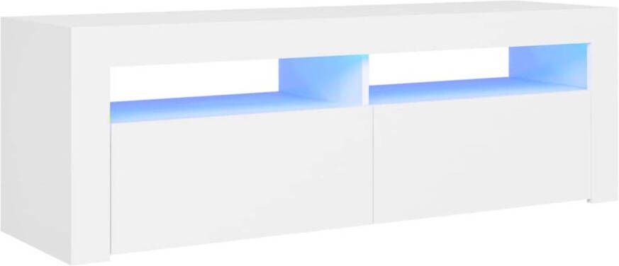 The Living Store TV-meubel TV en multimedia 120 x 35 x 40 cm LED-verlichting Wit Tv Meubels Led Tv Meubel Houten Tv Meubel Wit Tv Meubel Media Kast