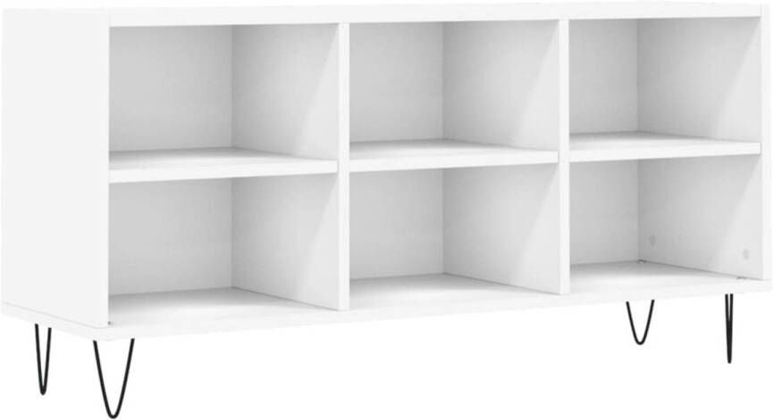 The Living Store TV-meubel TV-kast 103.5 x 30 x 50 cm wit bewerkt hout en ijzer