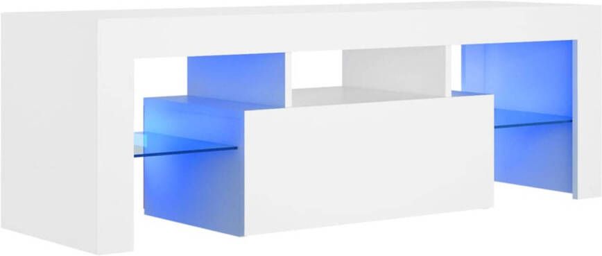 The Living Store TV-meubel TV-kast 120 x 35 x 40 cm RGB LED-verlichting wit bewerkt hout - Foto 1