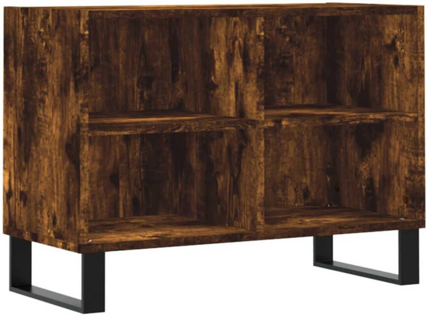 The Living Store Tv-meubel Tv-kast met 4 vakken Gerookt eiken 69.5 x 30 x 50 cm Stevig materiaal Voldoende opbergruimte Stabiel tafelblad IJzeren poten Montage vereist