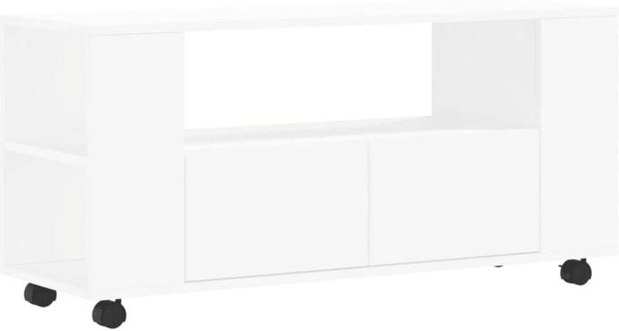 The Living Store TV-meubel TV-kastje 102 x 34.5 x 43 cm wit Tv Kast Tv Meubilair Houten Tv Stand Witte Tv Kast Salontafel