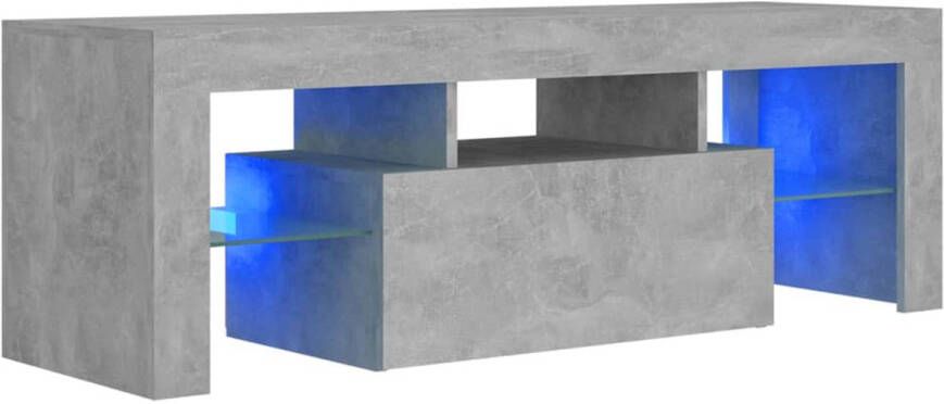 The Living Store TV-meubel Serie LED RGB 120x35x40 cm betongrijs trendy en praktisch USB-aansluiting niet inbegrepen - Foto 1