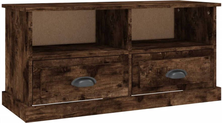 The Living Store vidaXL Tv Meubels Tv Kast Tv-meubel 93x35 5x45 cm bewerkt hout gerookt eikenkleurig Salontafel Houten Tv Stand Bruine Tv Kast