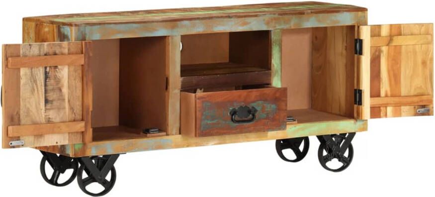 The Living Store TV-meubel Vintage Hout 110 x 30 x 53 cm Massief gerecycled Handgemaakt