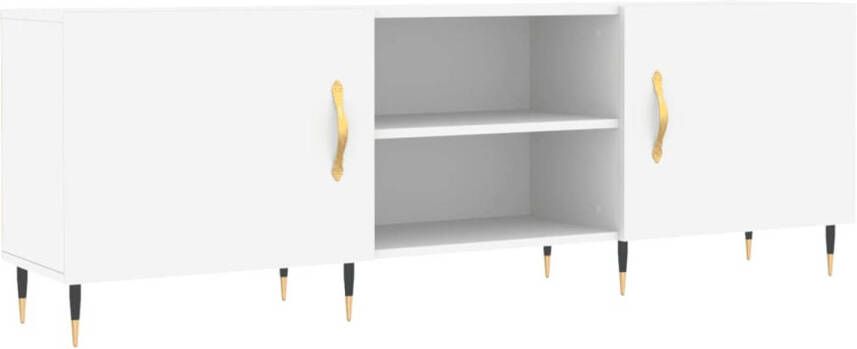 The Living Store TV-meubel wit 150 x 30 x 50 cm bewerkt hout en ijzer
