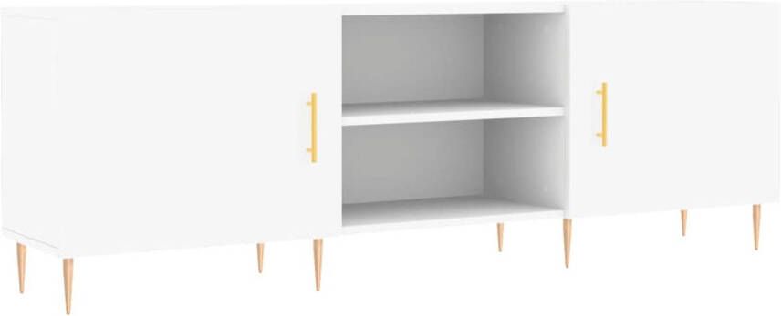 The Living Store tv-meubel wit 150 x 30 x 50 cm bewerkt hout en ijzer - Foto 1
