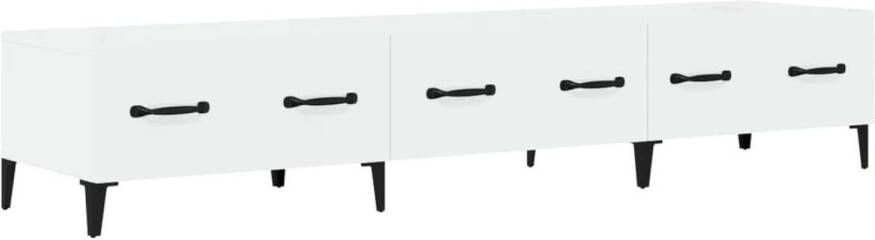 The Living Store TV-meubel wit 150x34.5x30cm Stevig modern opbergruimte | TV-meubels Materiaal- bewerkt hout ijzer - Foto 1