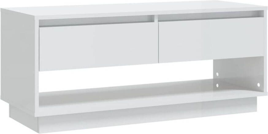 The Living Store TV-meubel wit hoogglans 102x41x44 cm met 2 lades en 1 open vak