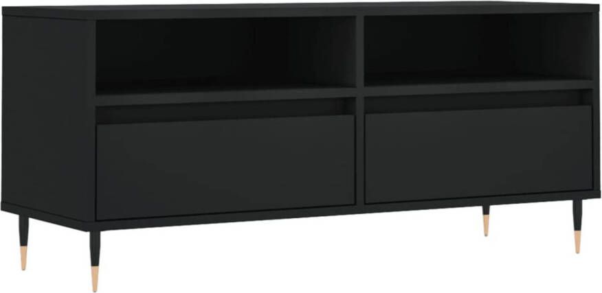The Living Store TV-meubel Zwart 100 x 34.5 x 44.5 cm Hoge kwaliteit hout en ijzer Veel opbergruimte
