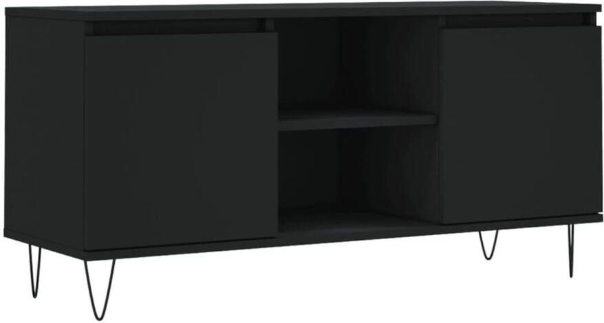 The Living Store TV-meubel Zwart 104x35x50 cm Veel opbergruimte Stevig materiaal Eenvoudig schoon te maken Stabiel tafelblad IJzeren poten - Foto 1