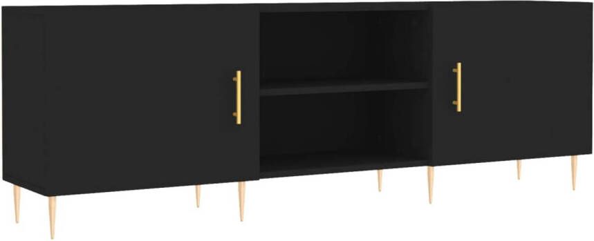 The Living Store TV-meubel Zwart 150 x 30 x 50 cm Stevig bewerkt hout en ijzer - Foto 1