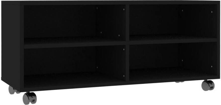 The Living Store TV-meubel Zwart 90 x 35 x 35 cm Bewerkt hout Met 4 open vakken Gemakkelijk te verplaatsen - Foto 1