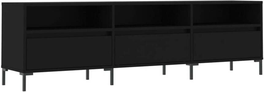 The Living Store TV-meubel Zwart Bewerkt hout 150 x 30 x 44.5 cm Opbergruimte en stabiel tafelblad - Foto 1