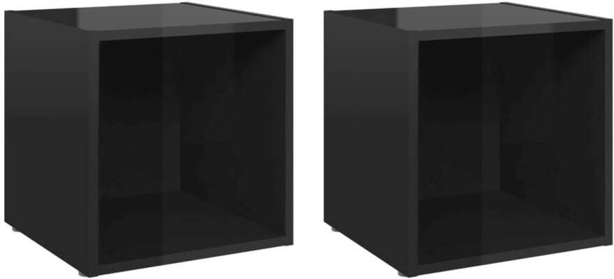 The Living Store Tv-meubelen 2 st 37x35x37 cm spaanplaat hoogglans zwart Kast