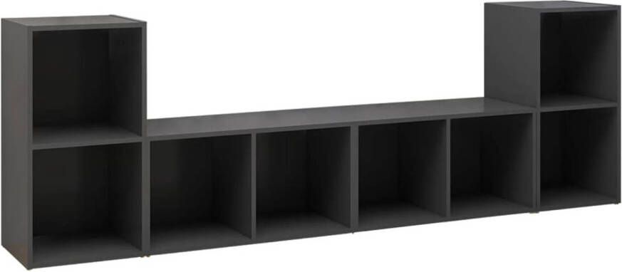 The Living Store Tv-meubelen 4 st 72x35x36-5 cm spaanplaat grijs Kast
