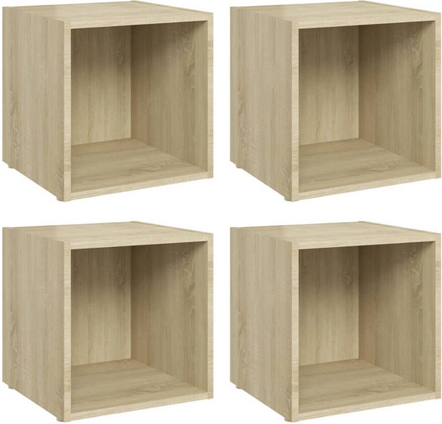 The Living Store TV-meubelen Stabiele en duurzame spaanplaatstereos Afmetingen- 37x35x37 cm Kleur- sonoma eiken