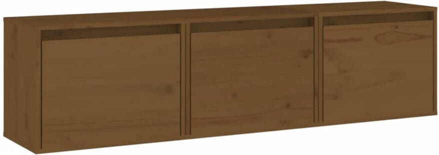 The Living Store Tv-meubelen 3 st massief grenenhout honingbruin Kast - Foto 1