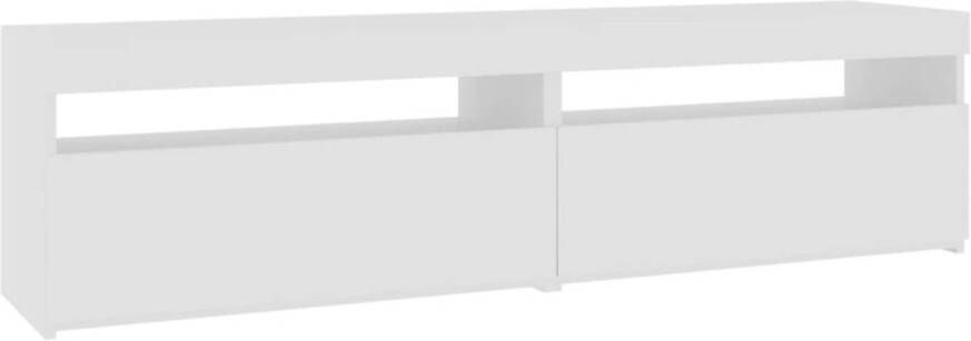 The Living Store TV-meubels LED-verlichting 75 x 35 x 40 cm trendy praktisch en kleurrijk moderne stijl voldoende opbergruimte USB-aansluiting wit bewerkt hout montage vereist 2 stuks - Foto 1