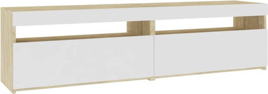 The Living Store TV-meubels LED-verlichting Moderne Stijl Voldoende opbergruimte Wit en Sonoma Eiken 75 x 35 x 40 cm - Foto 1