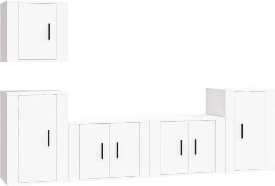 The Living Store TV-meubelset 5-delige witte klassieke wandgemonteerde tv-kasten 57x34.5x40cm 40x34.5x40cm 40x34.5x60cm