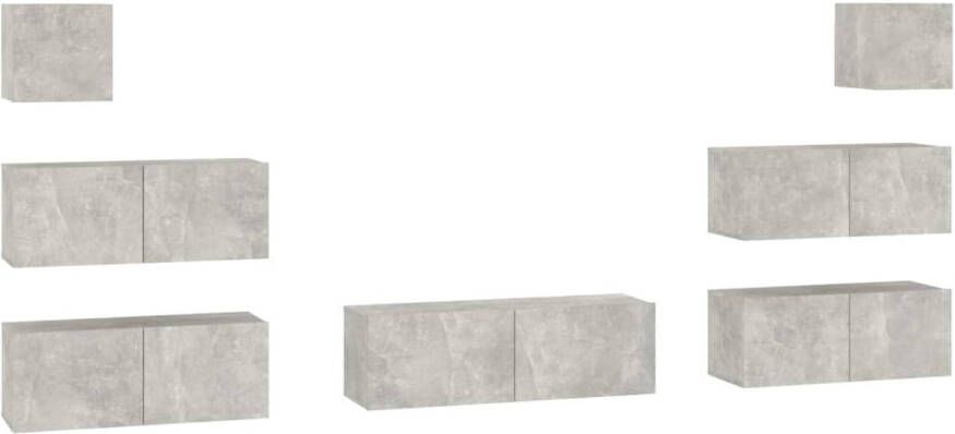 The Living Store TV-meubelset betongrijs 2x 80 x 30 x 30 cm 1x 100 x 30 x 30 cm 2x 30.5 x 30 x 30 cm