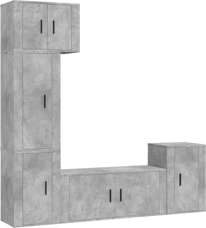 The Living Store TV-meubelset betongrijs 4-delig 57x34.5x40 cm 100x34.5x40 cm 2x 40x34.5x60 cm 40x34.5x80 cm