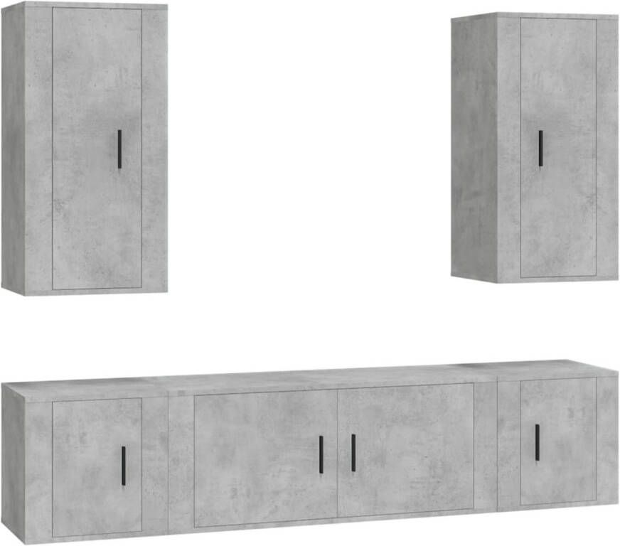 The Living Store TV-meubelset betongrijs bewerkt hout 100 x 34.5 x 40 cm Trendy design - Foto 1