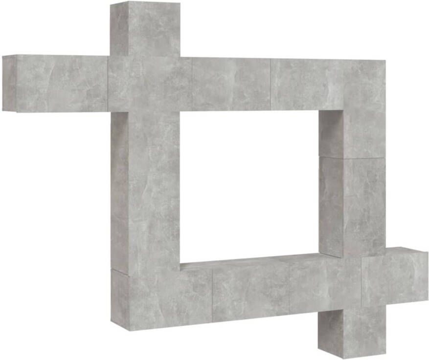 The Living Store TV-meubelset betongrijs modulair 150x30x30 cm bewerkt hout