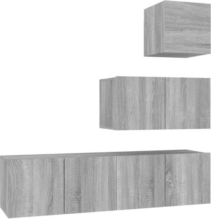 The Living Store TV-meubelset Bewerkt hout Grijs Sonoma Eiken 60x30x30cm (groot) + 30.5x30x30cm (klein)