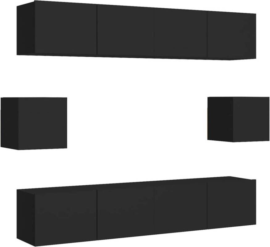 The Living Store TV-meubelset Bruin Wandmontage 4x 80x30x30cm 2x 30.5x30x30cm Eenvoudig schoon te maken Materiaal- spaanplaat