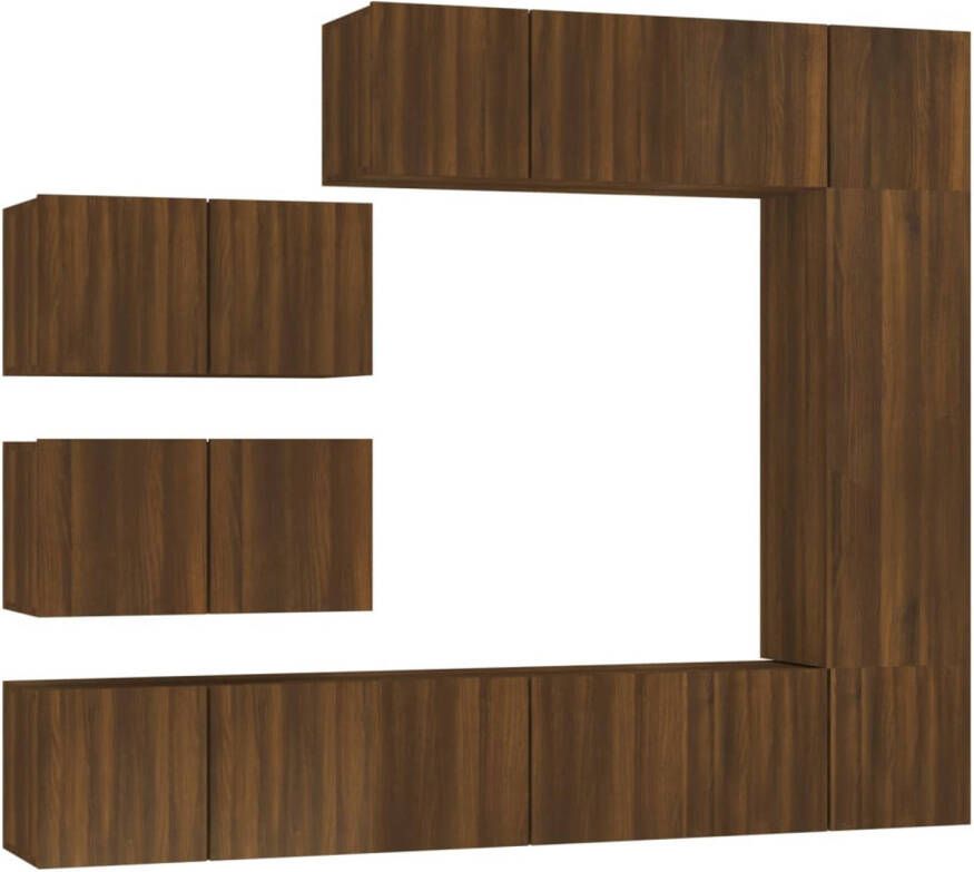 The Living Store TV-meubelset Bruineiken 60x30x30 cm (2 deuren) 30.5x30x90 cm (1 deur) - Foto 1