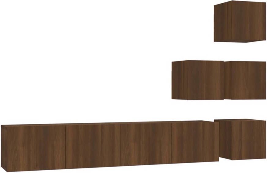 The Living Store TV-meubelset bruineiken Wandmeubel 30.5x30x30 cm 80x30x30 cm Duurzaam hout
