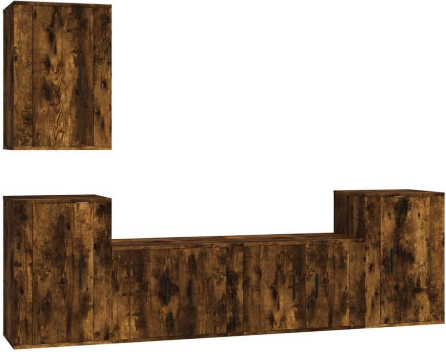 The Living Store TV-meubelset Gerookt Eiken 3 x 40x34.5x60 cm + 2 x 57x34.5x40 cm Tv Kast Tv Meubel Houten Tv Kast Bruine Tv Kast Salontafel