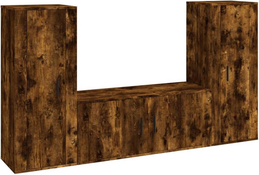 The Living Store Tv-meubelset Gerookt eiken 40 x 34.5 x 100 cm 100 x 34.5 x 40 cm