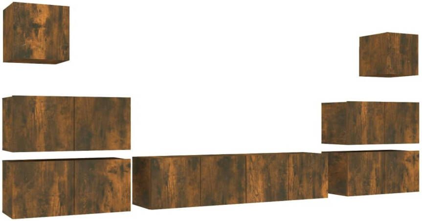 The Living Store Tv-meubelset Gerookt eiken 6x groot 2x klein 60x30x30cm 30.5x30x30cm - Foto 1