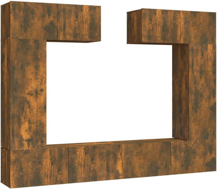 The Living Store TV-meubelset Gerookt Eiken 80x30x30 cm 30.5x30x90 cm 100x30x30 cm TV Kast Houten TV Kast Wandmontage TV Kast Salontafel Opbergkast