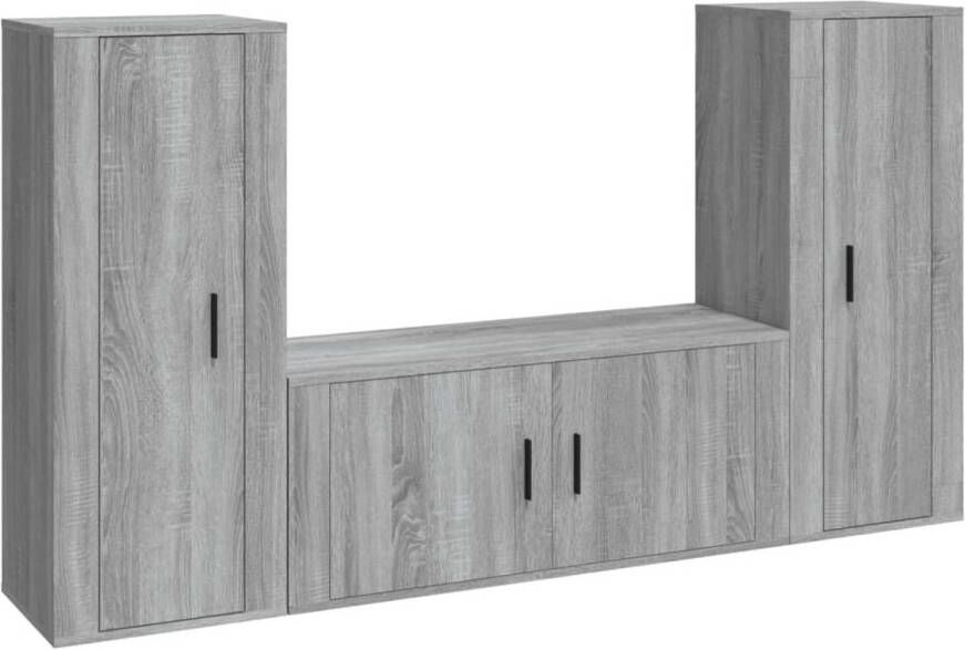 The Living Store TV-meubelset grijs sonoma eiken 2x 40x34.5x100cm + 1x 100x34.5x40cm