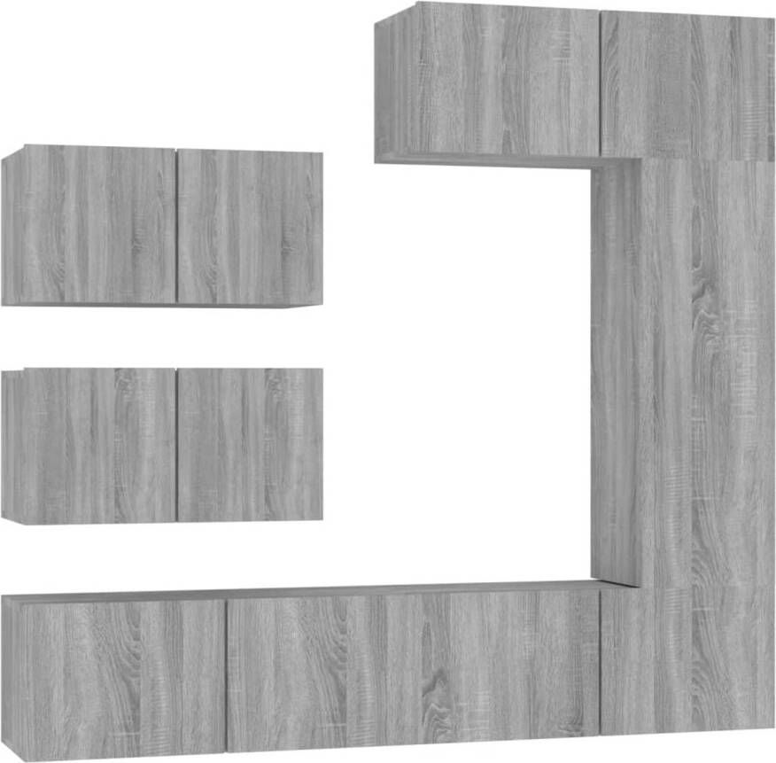 The Living Store TV-meubelset Grijs Sonoma Eiken 3x 80x30x30 cm 1x 30.5x30x90 cm 2x 60x30x30 cm Sterk en praktisch