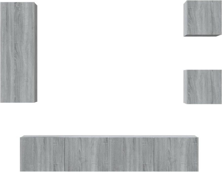 The Living Store TV-meubelset Grijs Sonoma Eiken Set van 2x 30.5x30x30 cm 1x 30.5x30x90 cm 2x 80x30x30 cm