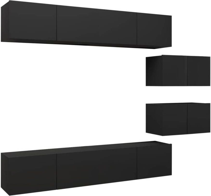 The Living Store tv-meubelset hangende tv-kasten materiaal- spaanplaat kleur- zwart montage vereist - Foto 1