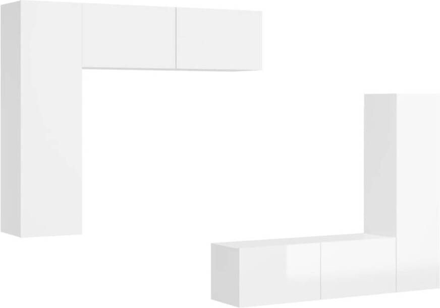 The Living Store Tv-meubelset Hoogglans wit Spaanplaat 2x 30.5 x 30 x 110 cm 2x 100 x 30 x 30 cm
