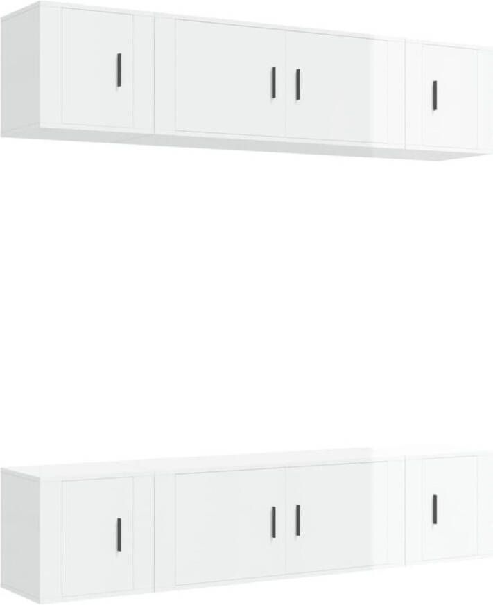 The Living Store TV-meubelset Hoogglans wit Wandgemonteerd 2x 100 x 34.5 x 40 cm + 4x 40 x 34.5 x 40 cm