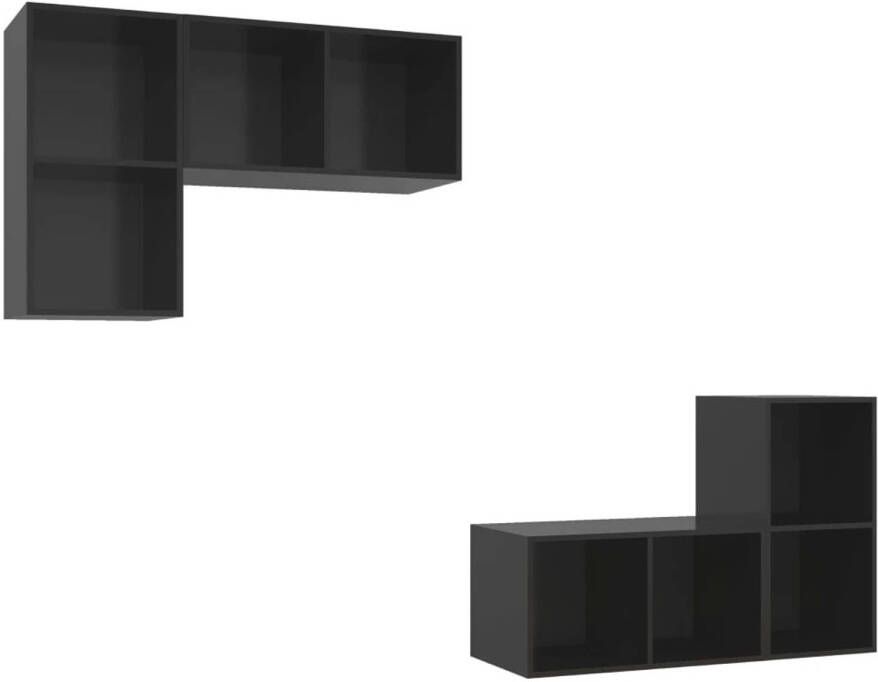 The Living Store TV-meubelset Hoogglans zwart 37 x 37 x 72 cm 4 stuks