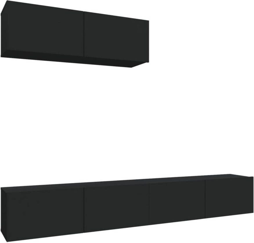 The Living Store Tv-meubelset hout 100 x 30 x 30 cm zwart 3 stuks