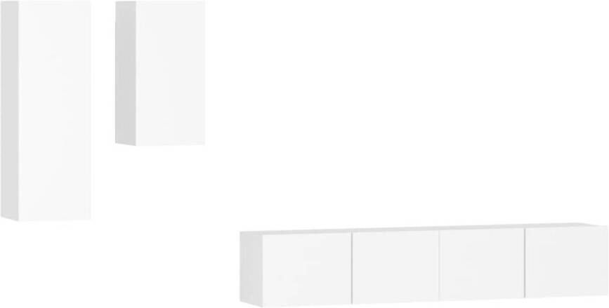 The Living Store TV-meubelset klassiek design opbergruimte wandgemonteerd wit bewerkt hout 30.5 x 30 x 90 cm 30.5 x 30 x 60 cm 80 x 30 x 30 cm