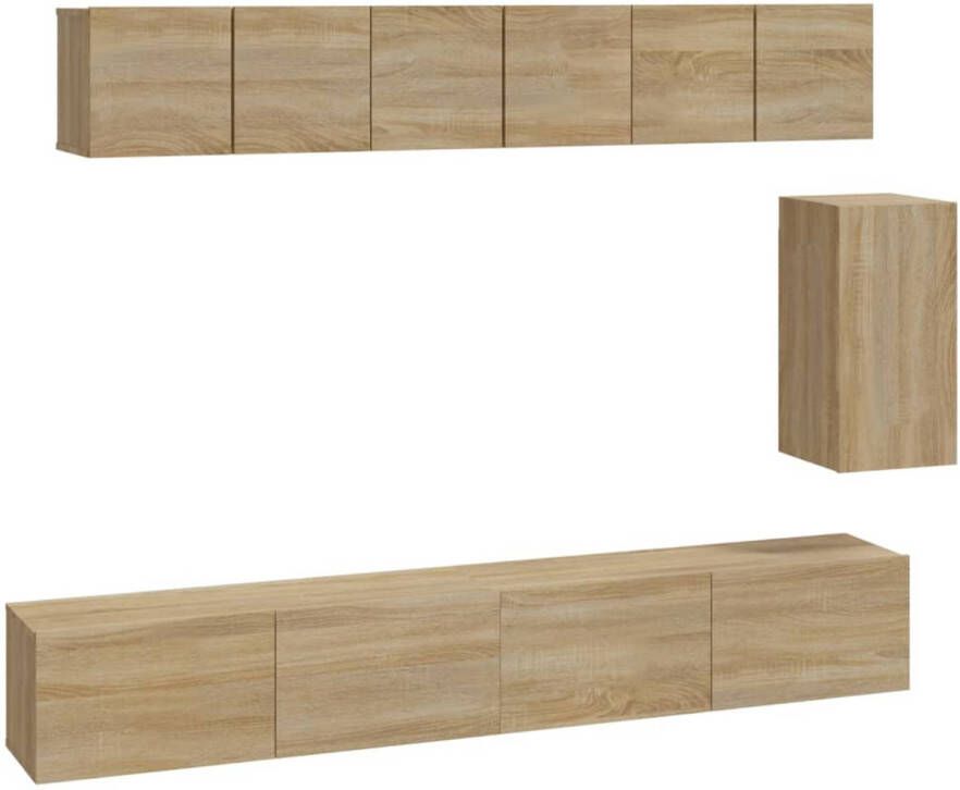 The Living Store TV-meubelset Klassiek Sonoma Eiken Wandgemonteerd 3x 60x30x30cm 1x 30.5x30x60cm 2x 100x30x30cm