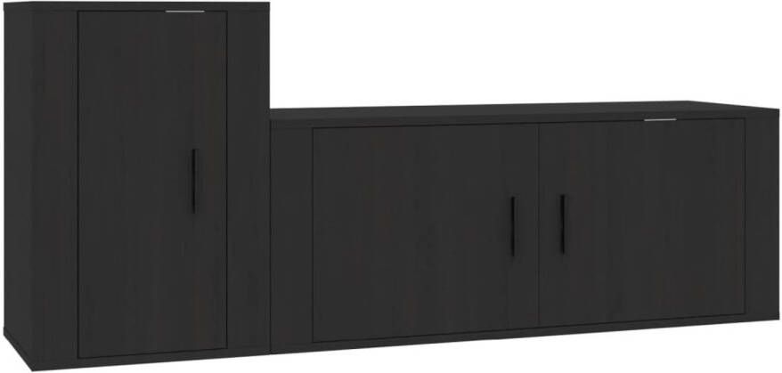 The Living Store Tv-meubelset Klassiek Zwart 2-Delig 100 x 34.5 x 40 cm 40 x 34.5 x 60 cm